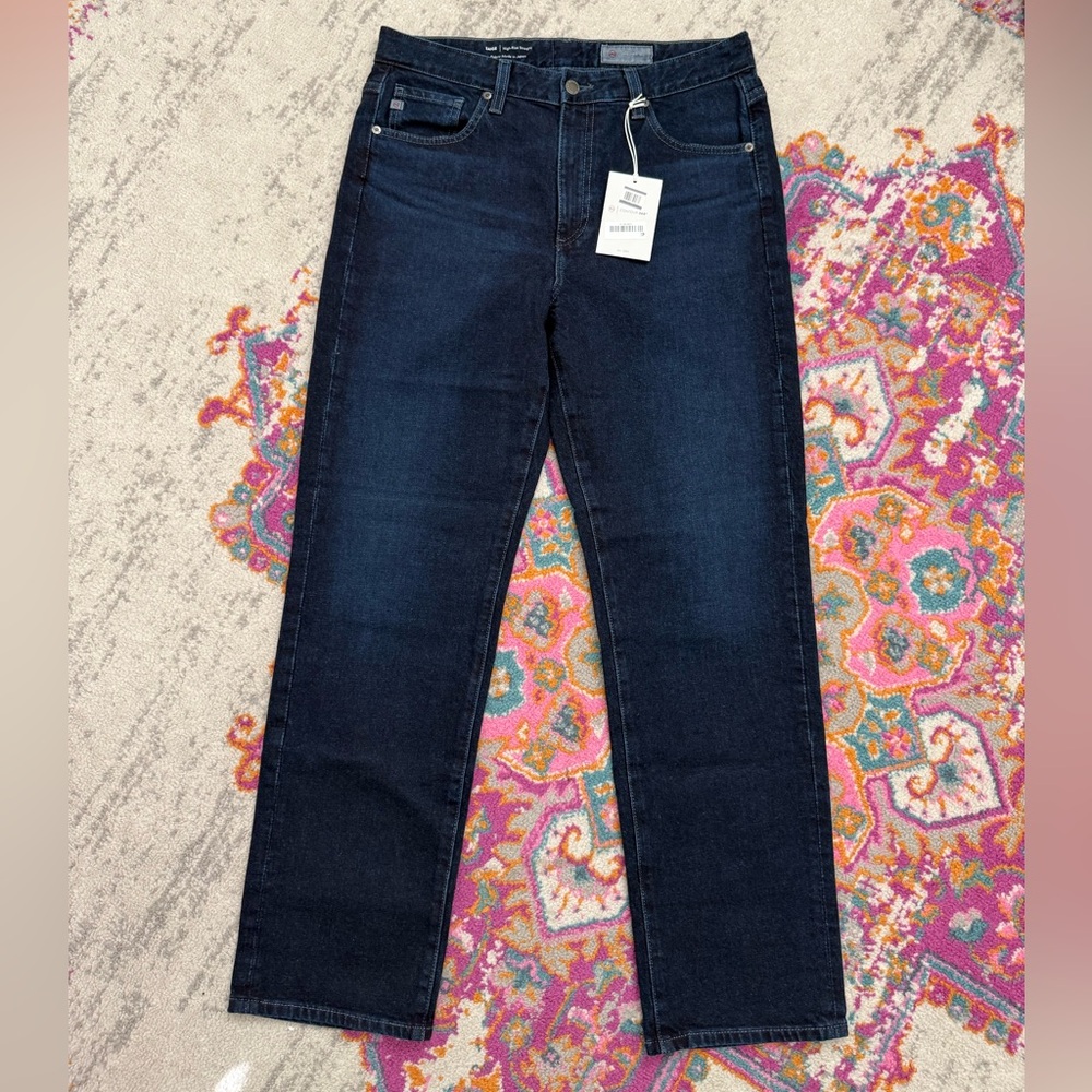 Ag Adriano Goldschmied Straight Leg Jeans - Dark Blue